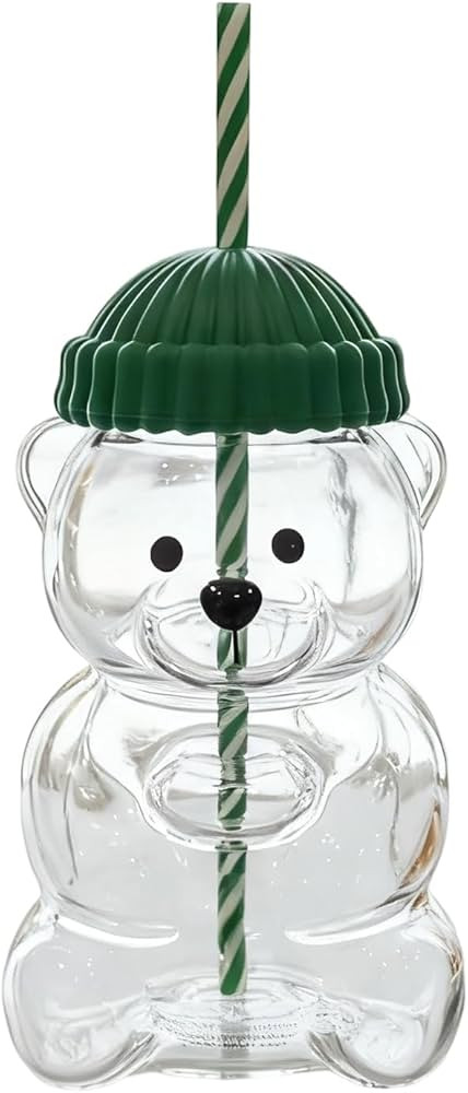 2025 New Bear Straw Cup, Bear Glass Cup With Straw 20oz, Cute Mugs, Winter Customized Home Cup wi... | Amazon (US)