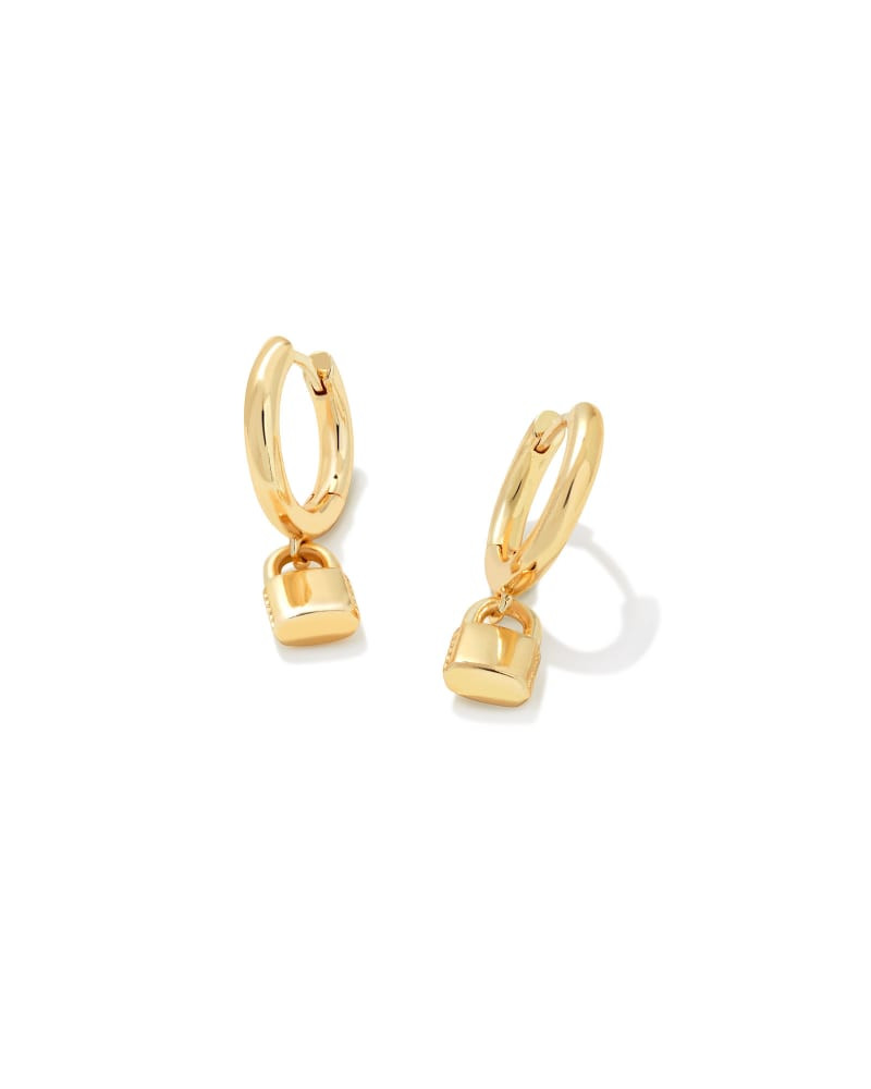 Kendra Scott Jess Lock Huggie Earrings in Gold | Plated Brass | Kendra Scott