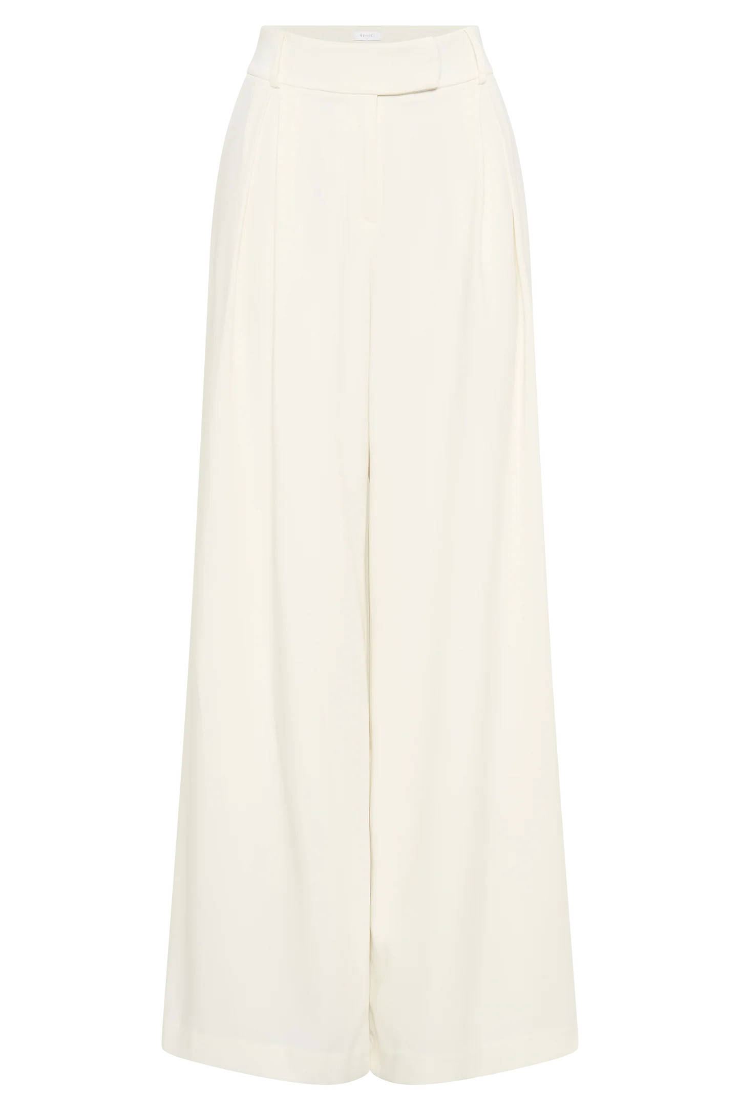 Jacqueline Pleated Wide Leg Pants - Ivory | Meshki UK