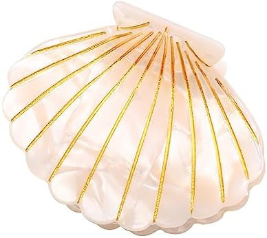 Shell Claw Clip,Acetate Hair Clips,Small Hair Clips for Women,White | Amazon (US)