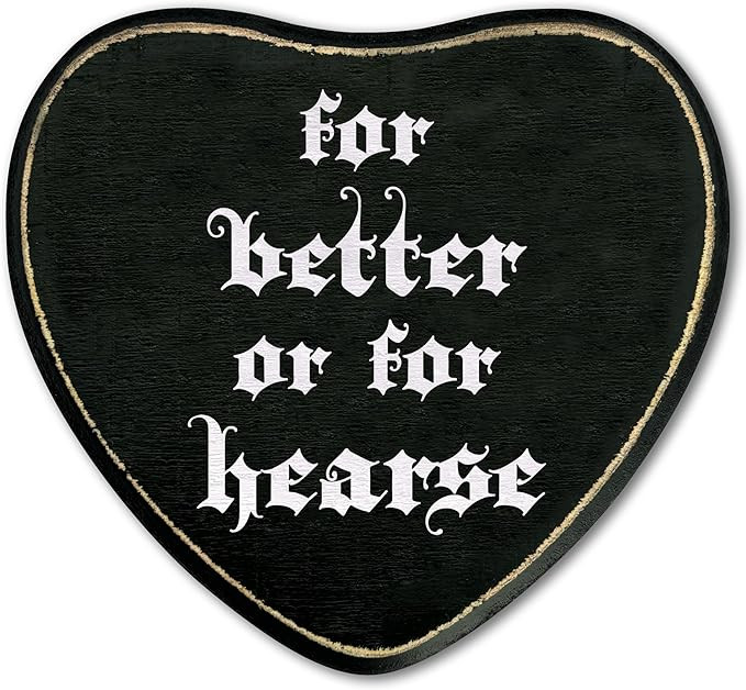 Gothic Heart Wood Sign, For Better Or For Hearse Sign, Retro Gothic Wooden Wall Art, Skeleton Hor... | Amazon (US)