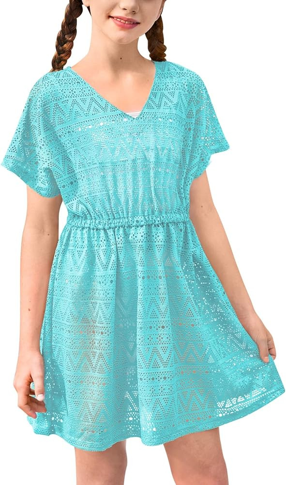 BesserBay Girls Summer Crochet Bat Sleeve Swim Cover Up Kids Fashion Hollow Out Beach Dress 5-14 ... | Amazon (US)