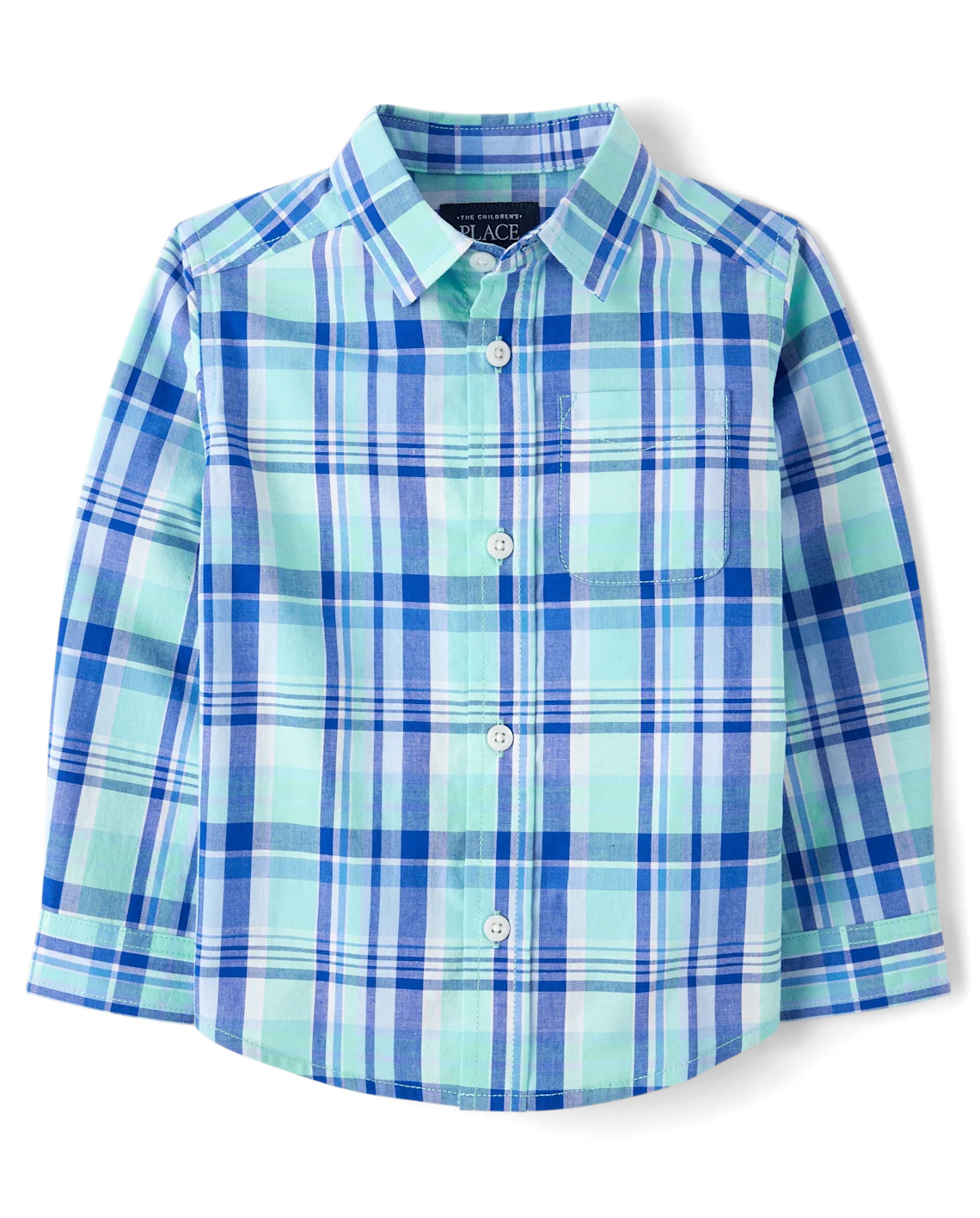 Baby And Toddler Boys Dad And Me Plaid Poplin Button Up Shirt - aqua | The Children's Place