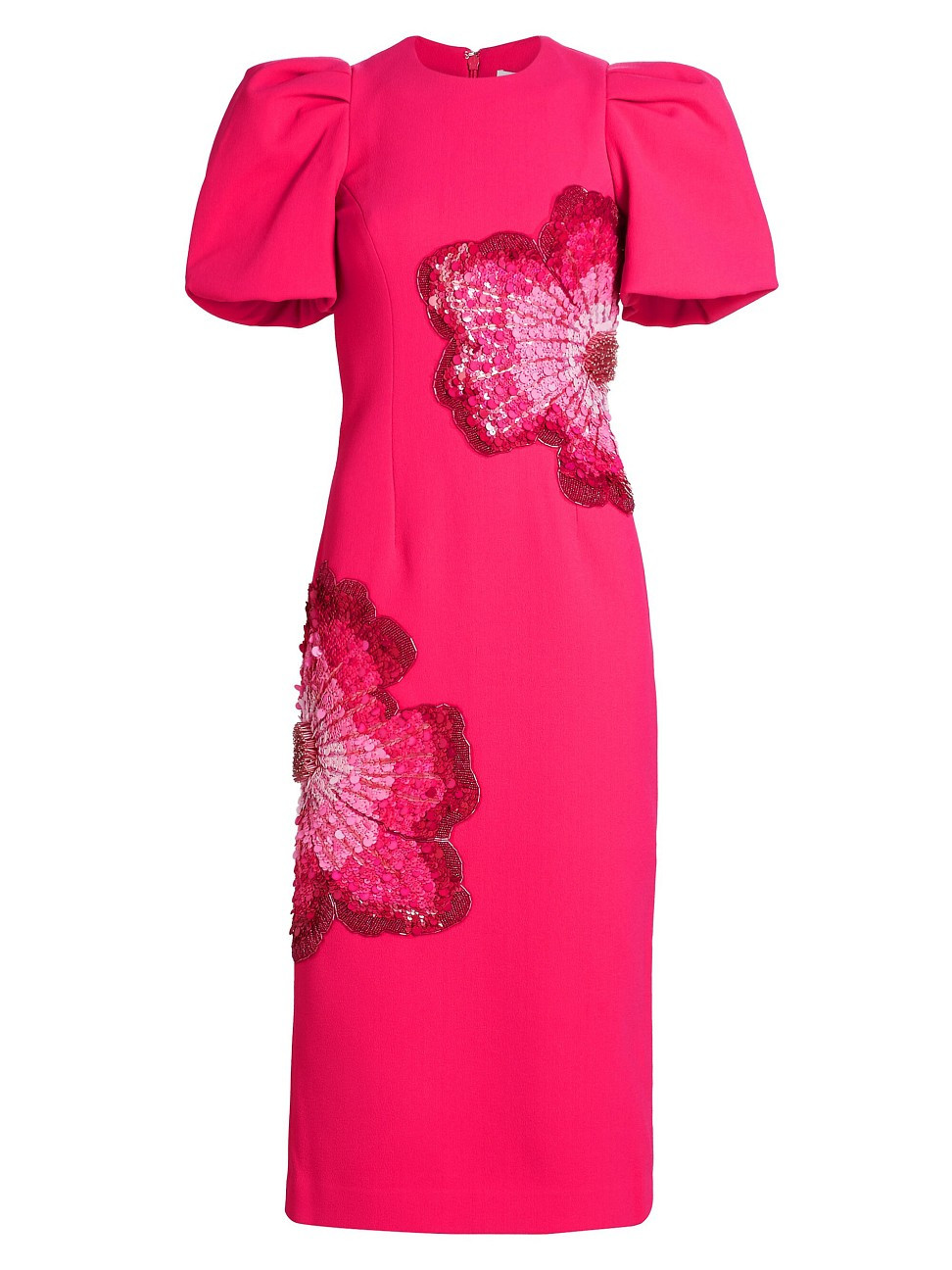 Women's Layana Puff Sleeve Midi-Dress - Raspberry - Size 0 | Saks Fifth Avenue