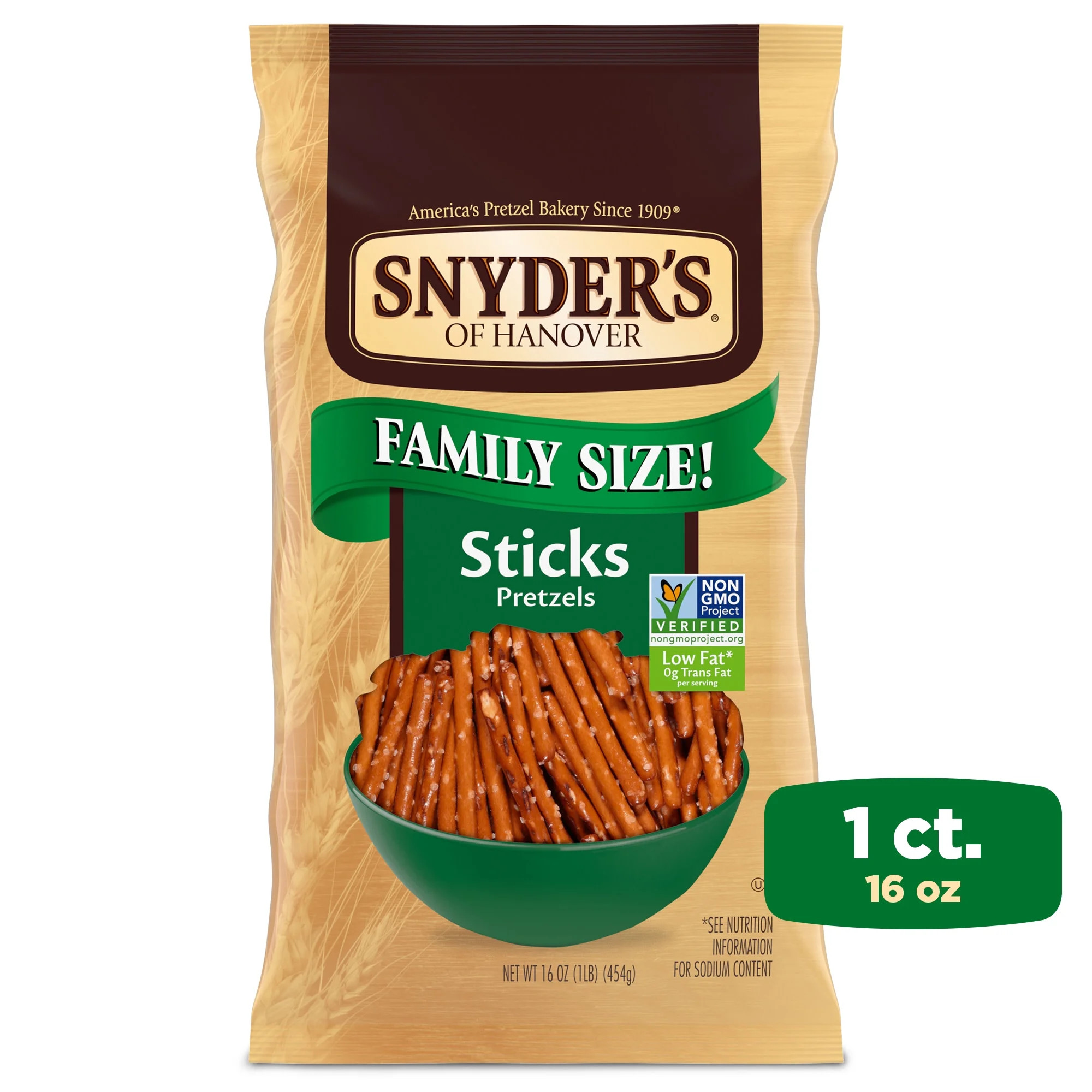 Snyder's of Hanover Pretzel Sticks, Family Size 16 oz | Walmart (US)