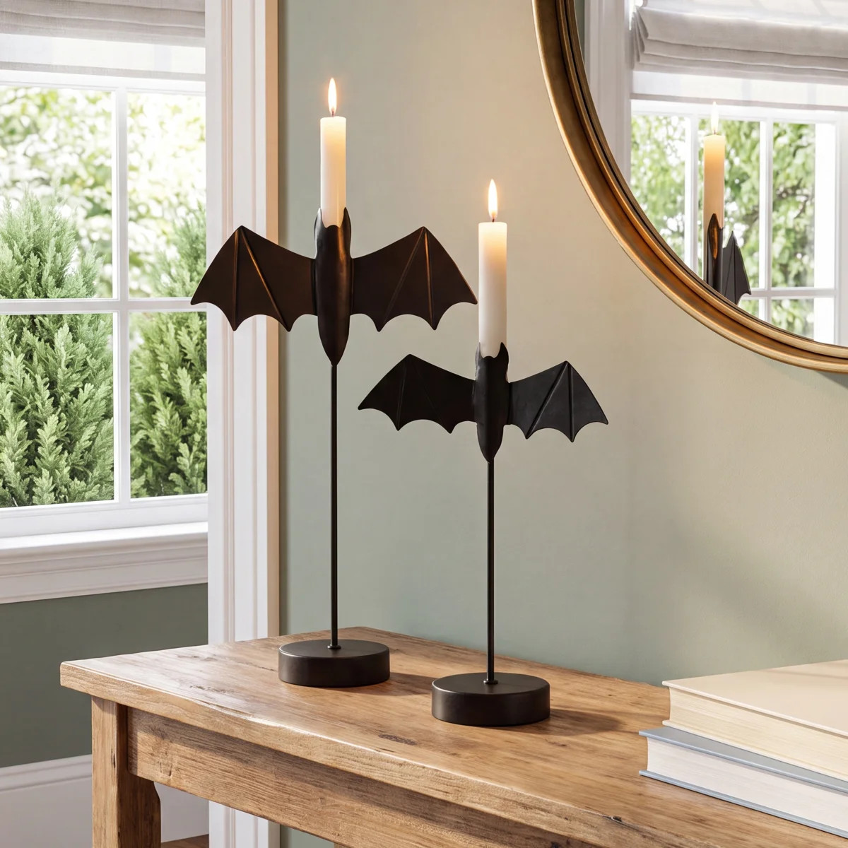 Birch Lane\u2122  Halloween Black Bat Taper Candle Holder 9.5" L | Wayfair | Wayfair North America