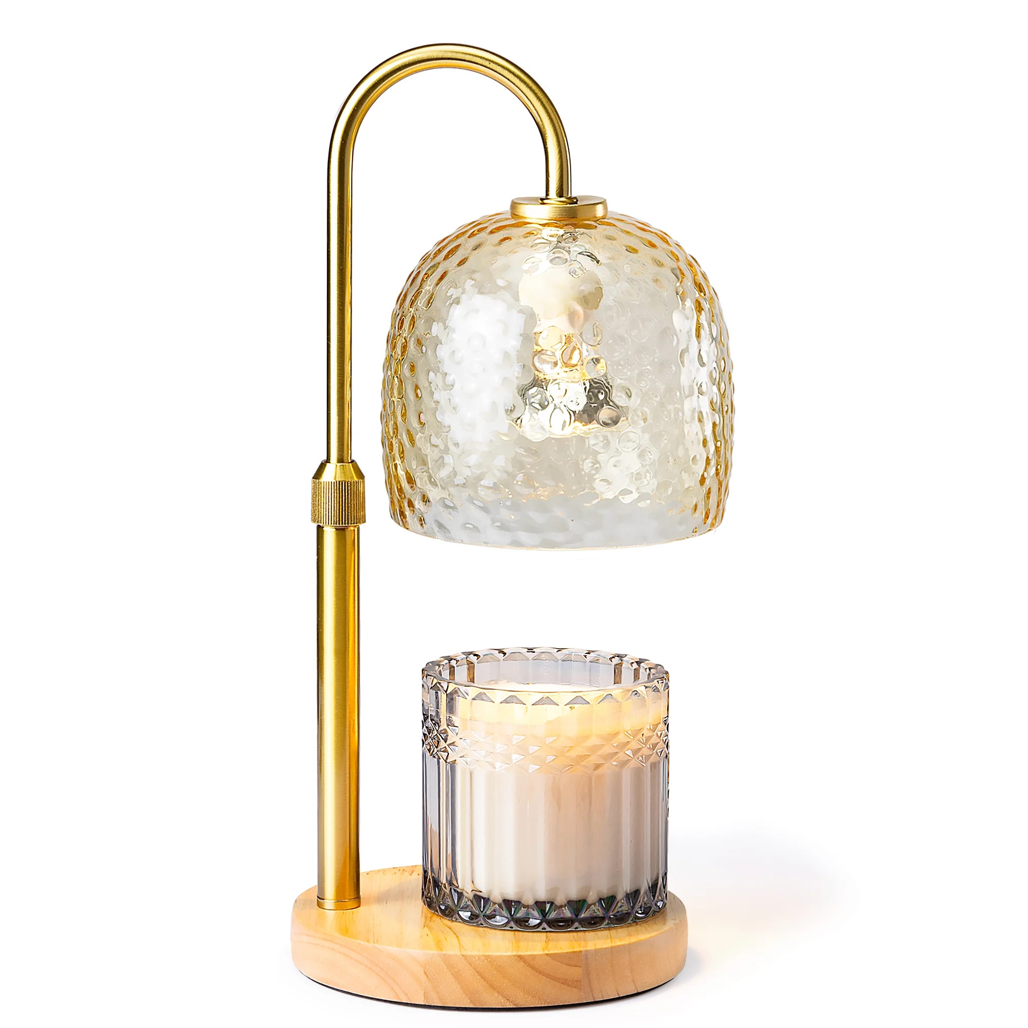 Better Homes & Gardens Amber Hammered Glass Candle Warmer Lamp with Adjustable Height & Light Woo... | Walmart (US)