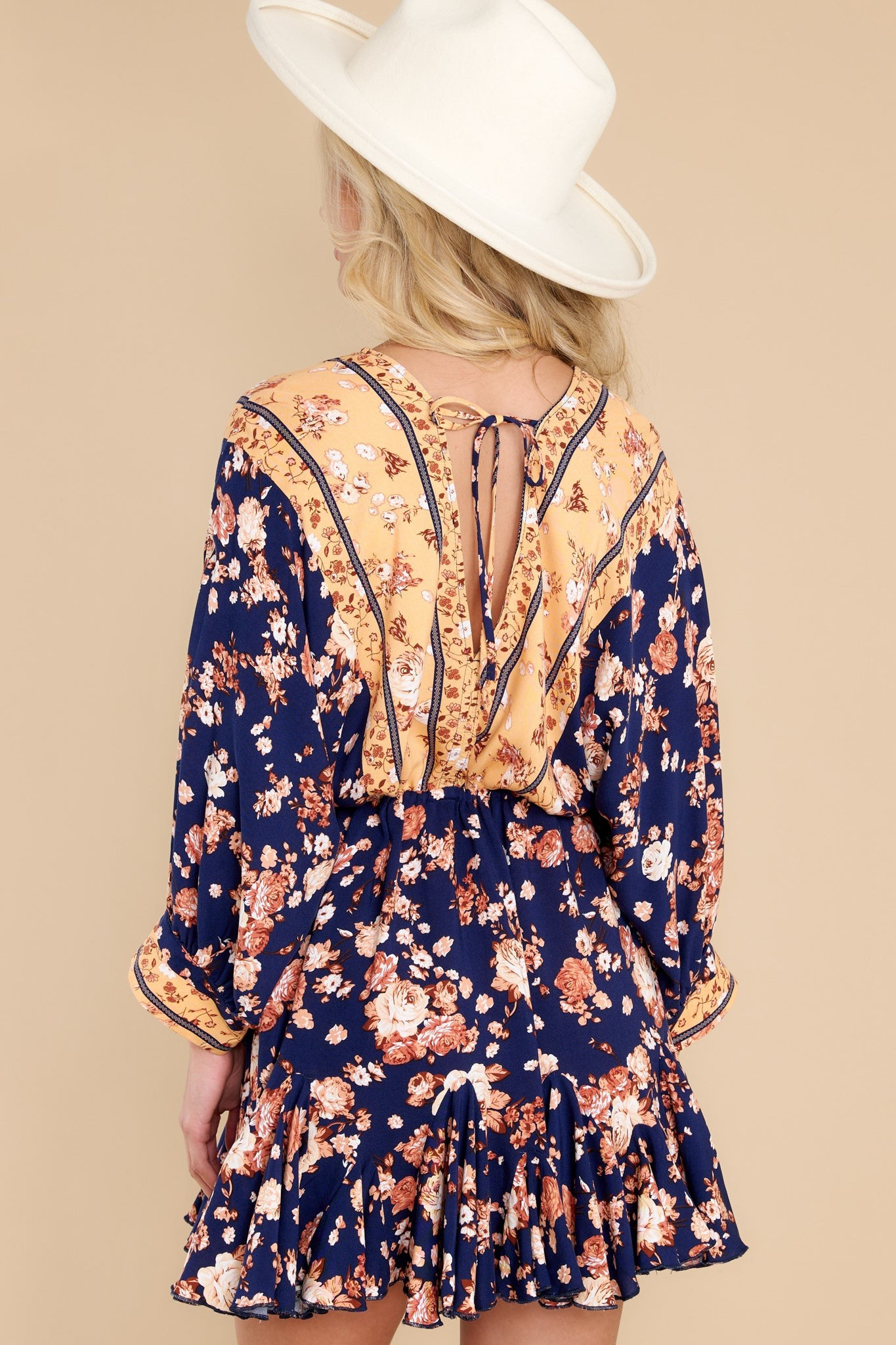 Element Of Surprise Navy Floral Print Dress | Red Dress 