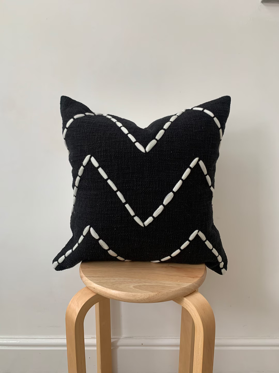 Black Throw Cotton Cushion Cover, Black and White Cushions, Black Pillow Cover, Black Embroidered... | Etsy (UK)