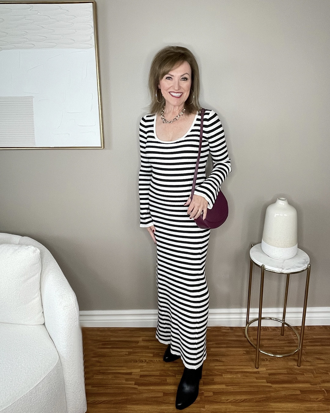 As a stylist, I think it's important to shop (or at least window shop) in almost every store.  Clients have different needs, styles and especially budgets, so I like to stay up-to-date on the offerings from a variety of stores.

So, for this post, I am focusing on an easy one: @targetstyle.  Is there anyone out there who hasn't shopped for clothes at Target?  Their pieces are both on-trend, attractive and affordable!

But what they are not, for me, is a one-season option.  I purposely put together this outfit to show a blend of something new (the dress) and two pieces that I've had for literally years - my necklace and handbag.  Both have stood the test of time and I can see me wearing them for quite some time yet.

I see the dress the same way.  It's new and on-trend (stripes will be huge this spring) but it's a classic at the same time.  So, if you're looking for an easy, go-to outfit, I always recommend checking out Target.

#LTKOver40 #LTKFindsUnder50 #LTKStyleTip