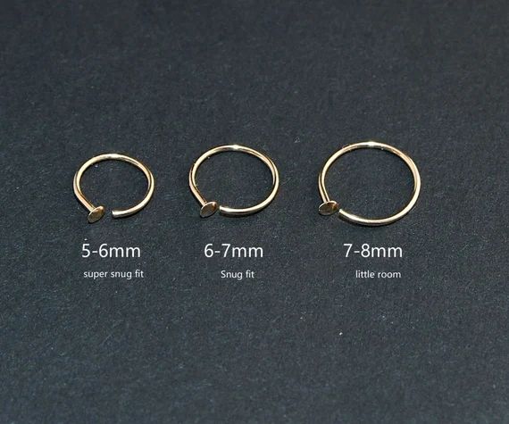 Gold Nose Hoop,Small Thin Nose Ring, Silver Nose Ring Hoop,22 Gauge Tiny Nose Ring,Snug Fit,Nose ... | Etsy (US)