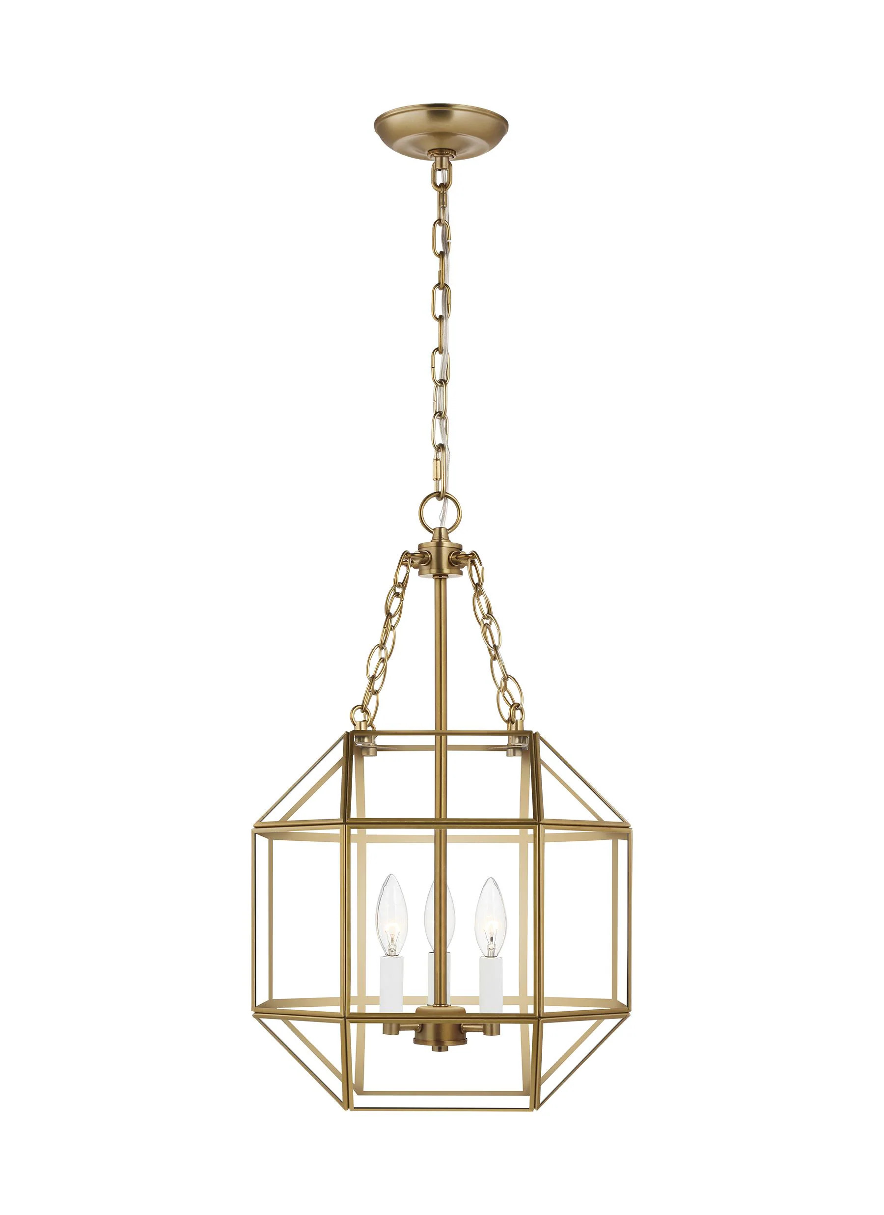 Generation Lighting Morrison 3 -Light Satin Brass Traditional Clear glass Geometric Mini Hanging Pendant Light one_size | 5179403-848 | Lowe's