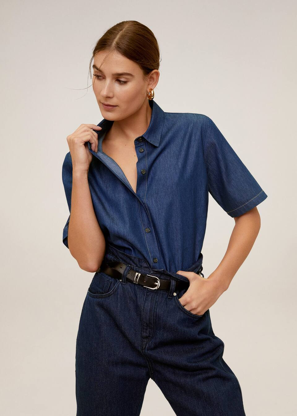 Crop denim shirt | MANGO (US)
