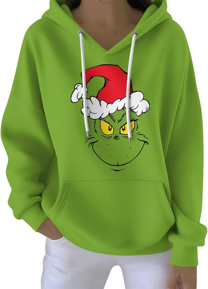 Ugly Christmas Hoodies for Women Green Monster Funny Cute Xmas Holiday Sweatshirt Winter Oversize... | Amazon (US)