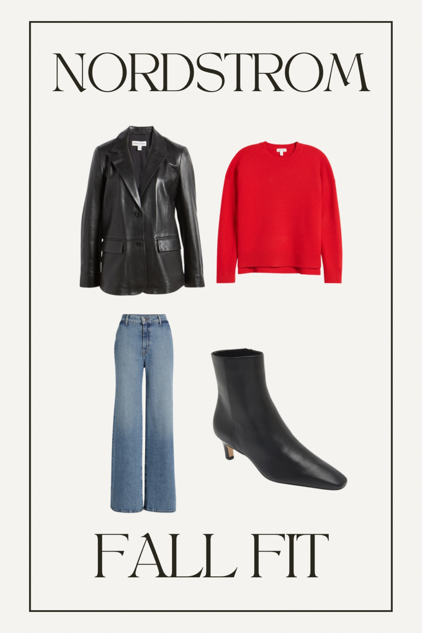 Cozy meets edgy 🍒🍂 This cherry red sweater paired with a leather blazer, wide-leg jeans, and sleek pointed booties is my go-to for fall. Effortlessly chic and perfect for the season! #fallfashion #capsulewardrobe 

#LTKSeasonal #LTKStyleTip #LTKTravel