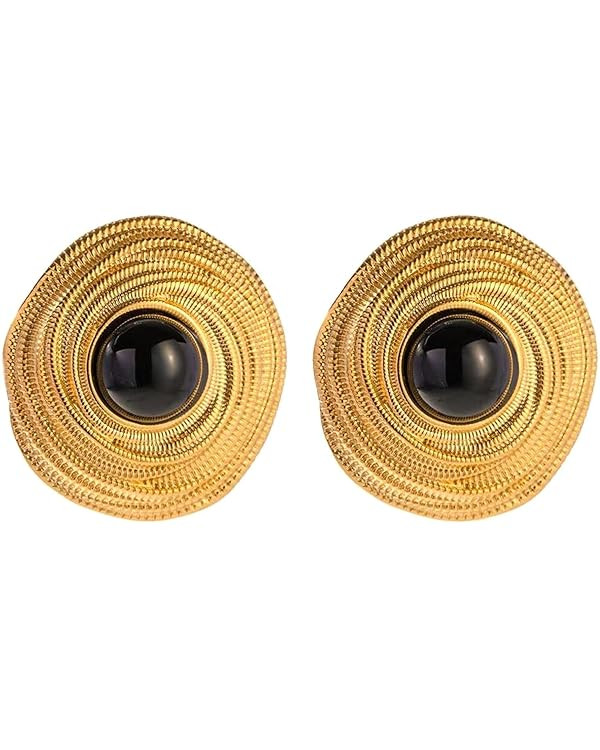 Gold & Black Vintage Stud Statement Earrings House Of Hunter | Amazon (US)
