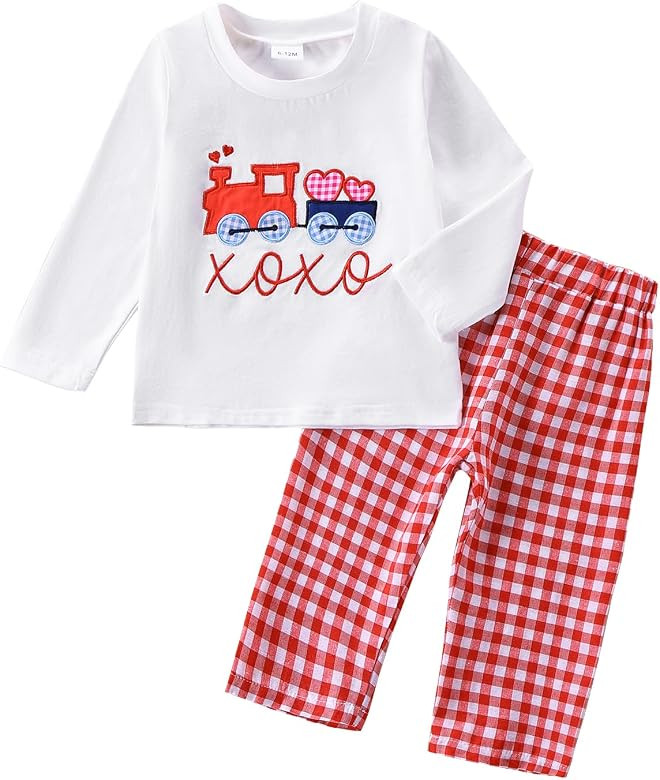 St Patricks Day Toddler Baby Boy Outfit Clover Embroidered Shirt And Plaid Pants Vingate My First... | Amazon (US)