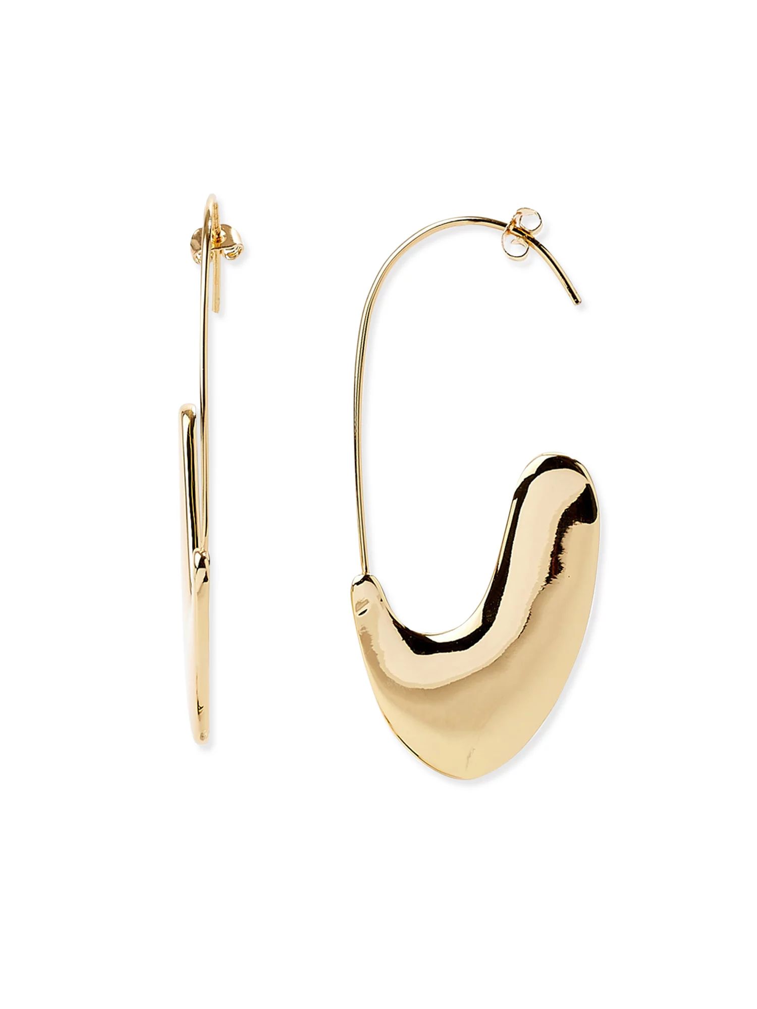 Scoop Women’s 14K Gold Flash-Plated Organic Hoop Earrings - Walmart.com | Walmart (US)