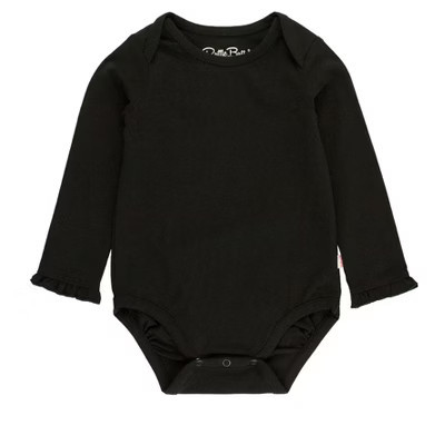 RuffleButts Baby Girls Knit Long Sleeve Ruffle Layering Bodysuit - Black, Newborn | Target