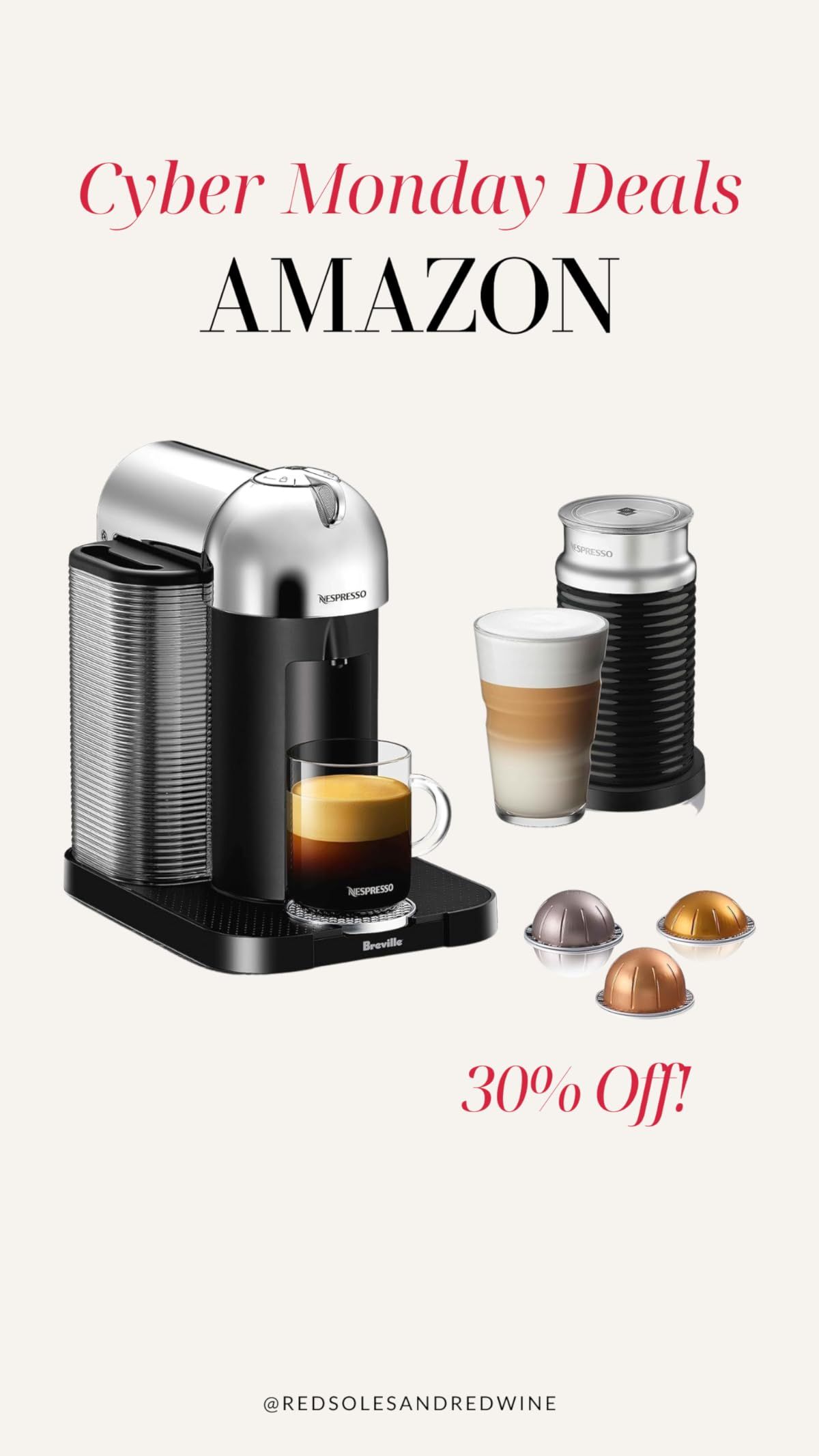 Nespresso Vertuo Coffee and Espresso Machine by Breville, 5 Cups, Chrome | Amazon (US)