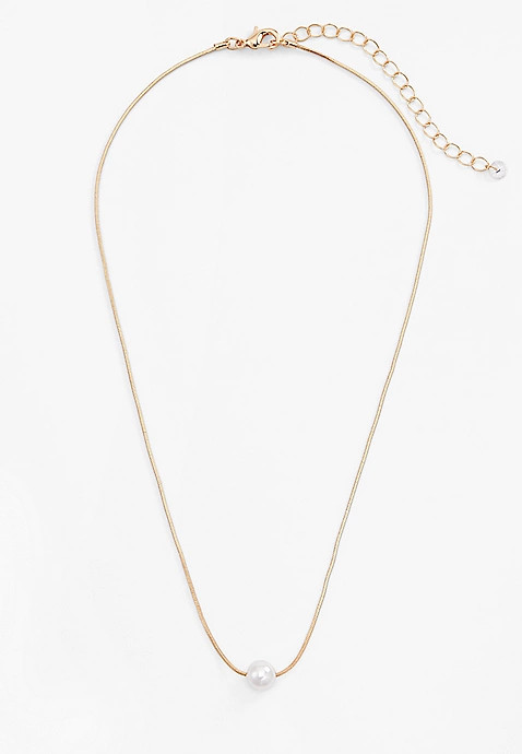 Faux Pearl Snake Chain Necklace | Maurices