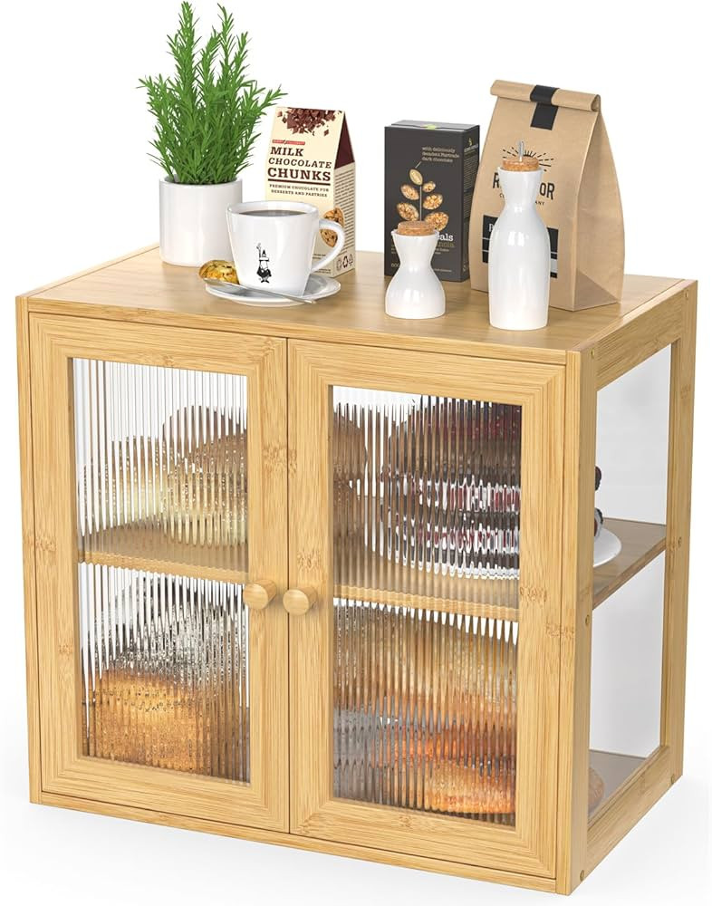 BAMBANG Double Layer Bamboo Bread Box for Kitchen Counter, Bread Bin Farmhouse Large Bread Box wi... | Amazon (US)