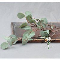 1 Stem Silk Leaf Artificial Eucalyptus Faux Eucalyptuses Silver Dollar Dusty Green Wedding Bouquet C | Etsy (US)