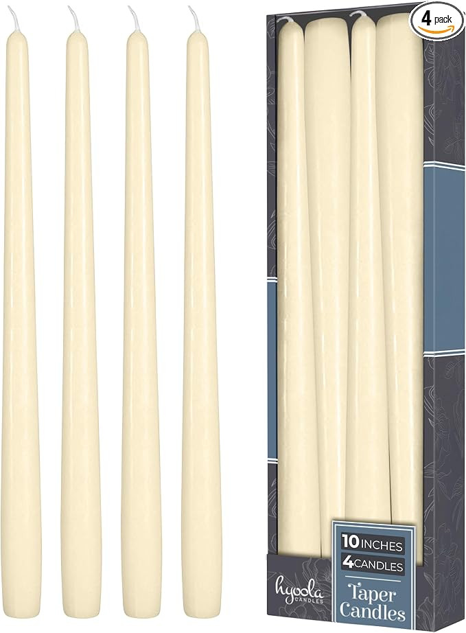 Hyoola Tall Taper Candles - 10 Inch Wool White Unscented Dripless Taper Candles - 8 Hour Burn Tim... | Amazon (US)