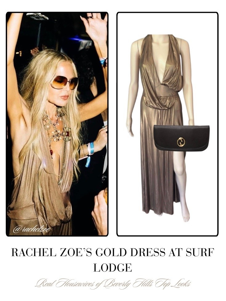 Rachel Zoe’s Gold Dress at Surf Lodge 📸= @rachelzoe 