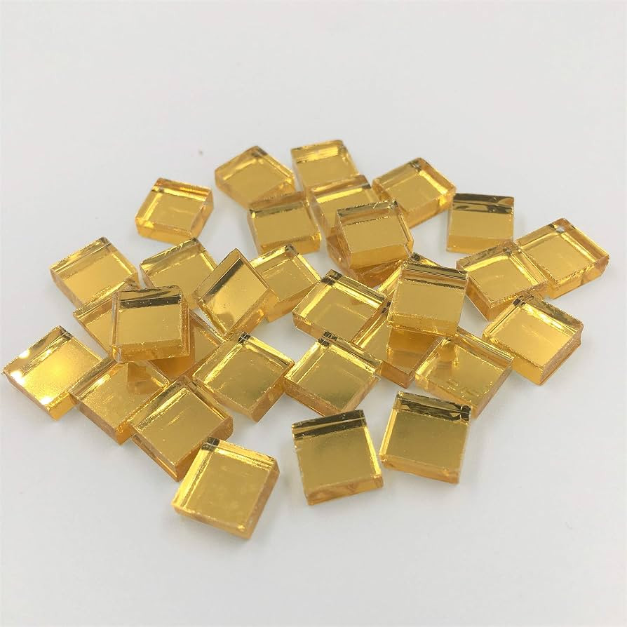 3/8 Inch Small Glass Square Craft Mirrors Bulk 100 Pieces Mosaic Tiles Gold | Amazon (US)