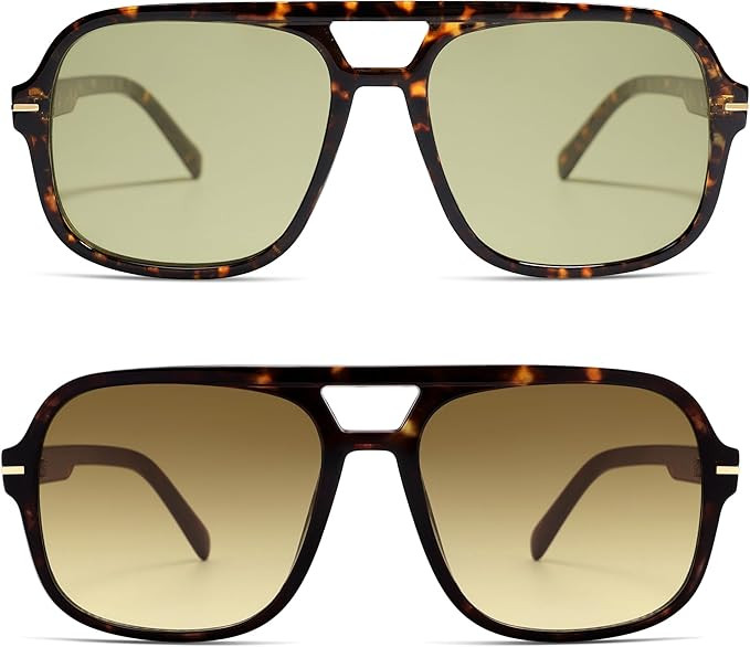 Retro Trendy Square Aviator Sunglasses Womens Mens 70s Classic Vintage Oversized Sun Glasses AR82... | Amazon (US)