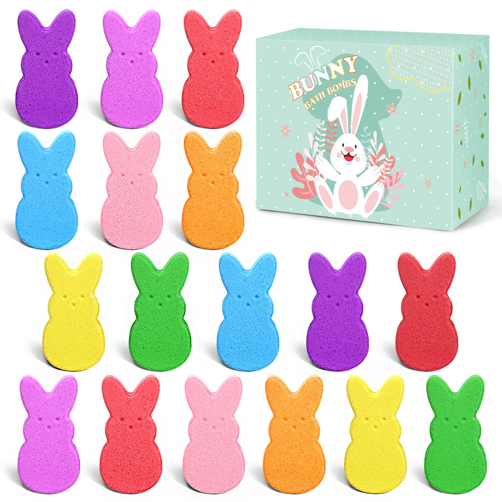 Easter Bath Bombs Gifts for Kids - Kids Bath Bombs -17 PCS Rabbit Bunny Bath Bombs, Mini Rainbow ... | Amazon (US)