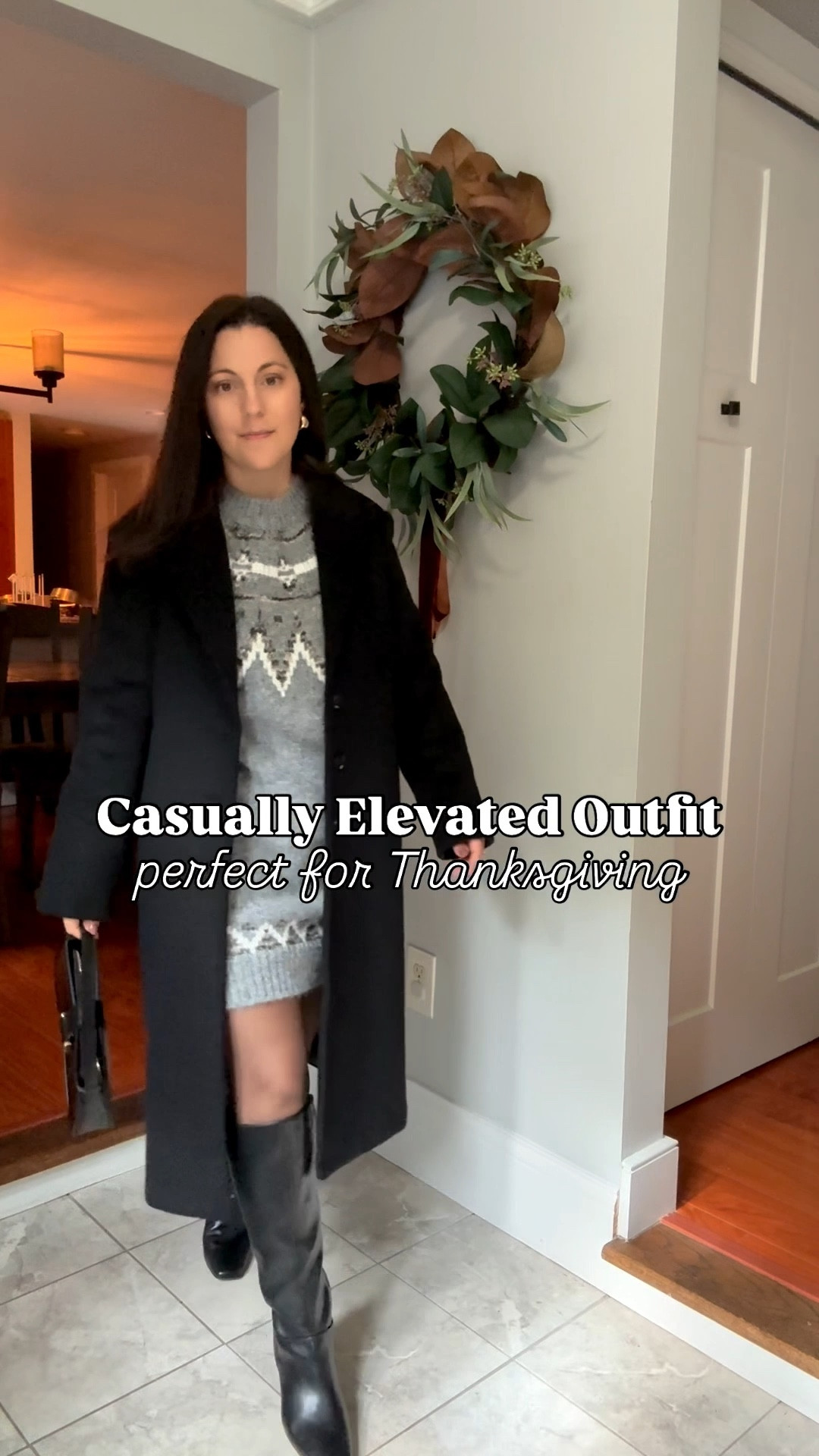 Casually elevated outfit for the holidays - size xs dress, xs petite coat, boots are tts, I sized up a half size to wear with thicker socks

Fall outfit, winter outfit, fall dress, winter dress, sweaters, fair isle, sweater dress, knee high boots, petite, thanksgiving outfit, holiday outfit, Christmas outfit, winter coat, fall jacket, dress coat, mom outfitt

#LTKHoliday #LTKPetite #LTKSeasonal