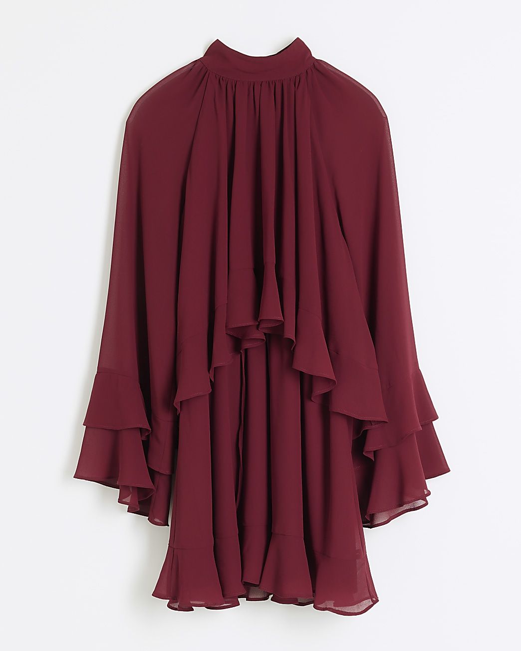 Red layered ruffle smock mini dress | River Island (UK & IE)