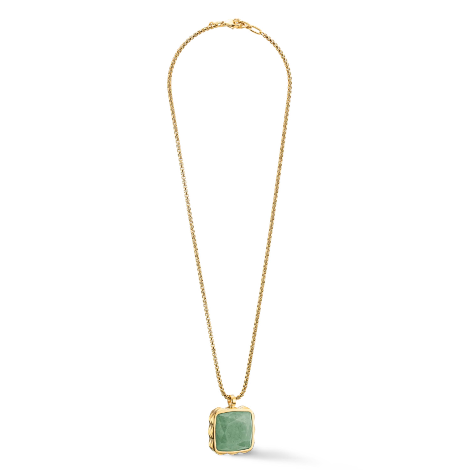 Necklace Amulet Spikes Square Aventurine gold-green | Coeur de Lion
