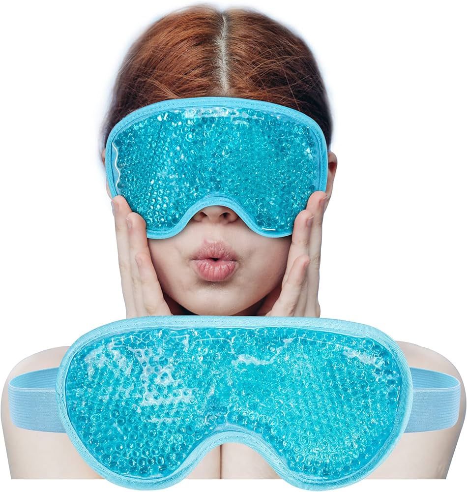 Cooling Ice Gel Eye Mask Reusable Eye Masks, Sleeping Mask with Plush Backing for Headache, Puffi... | Amazon (US)