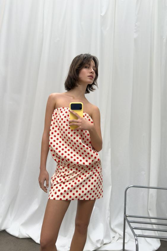 POLKA DOT BANDEAU DRESS | Zara US
