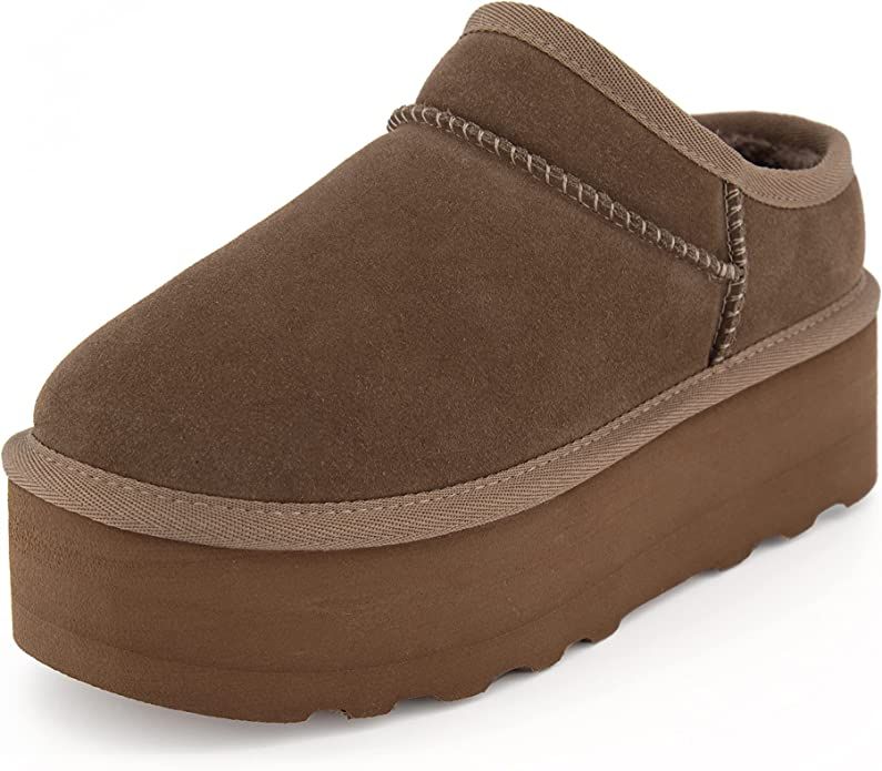 CUSHIONAIRE Women's Huggy Genuine Suede Cozy Mule Platform +Memory Foam, Wide Widths Available | Amazon (US)