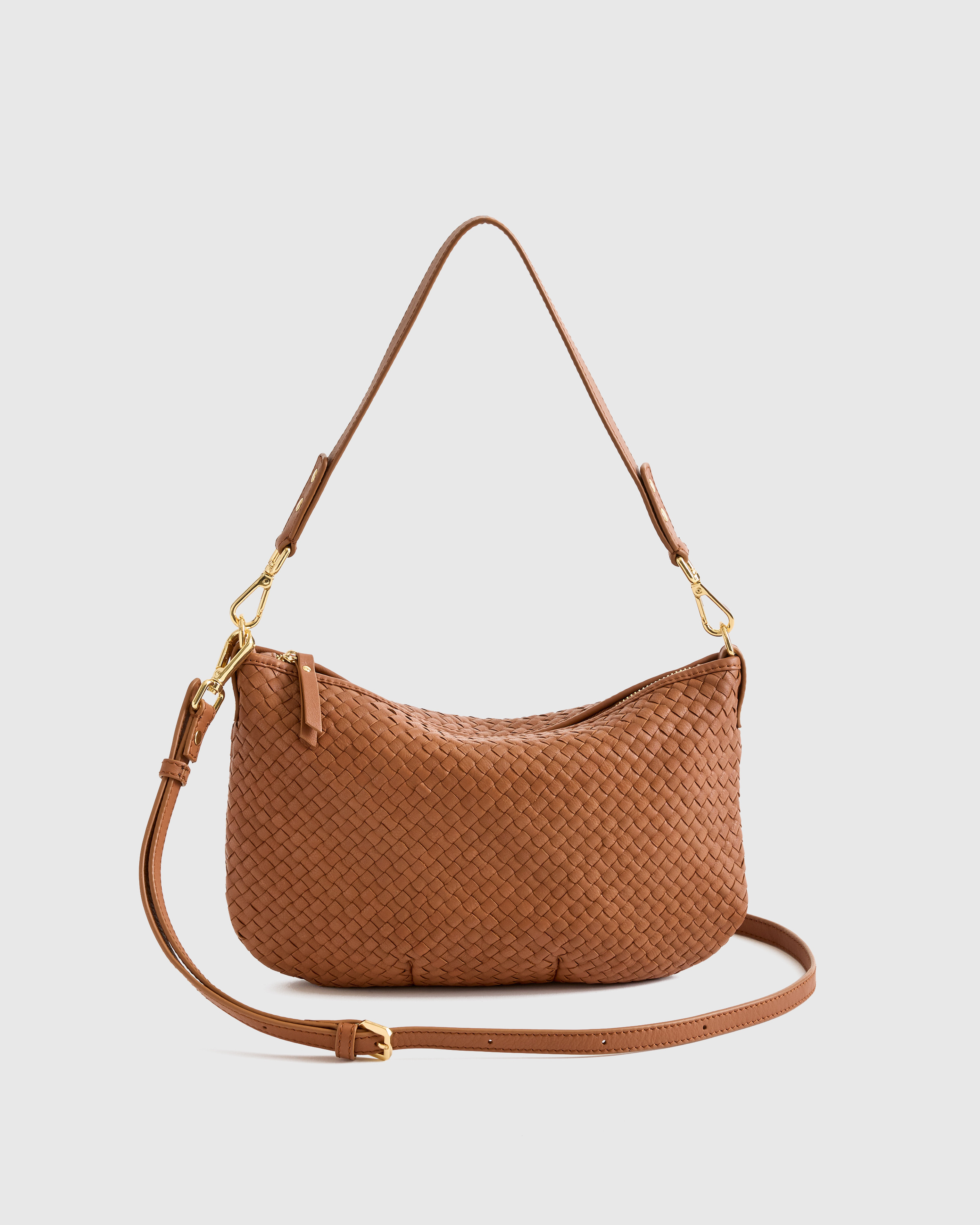 Quince | Women's Italian Handwoven Leather Mini Shoulder Bag in Cognac, Italian Leather | Quince