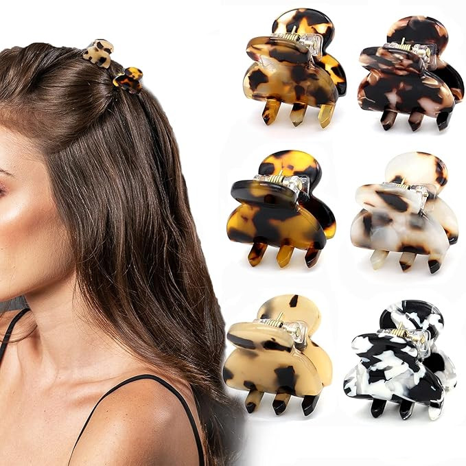 Cobahom 6Pcs Small Hair Clips Mini Hair Claws Tortoise Shell Leopard Small Jaw Clips Tortoise Bar... | Amazon (US)