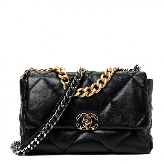 CHANEL Lambskin Quilted Large Chanel 19 Flap Black | Fashionphile
