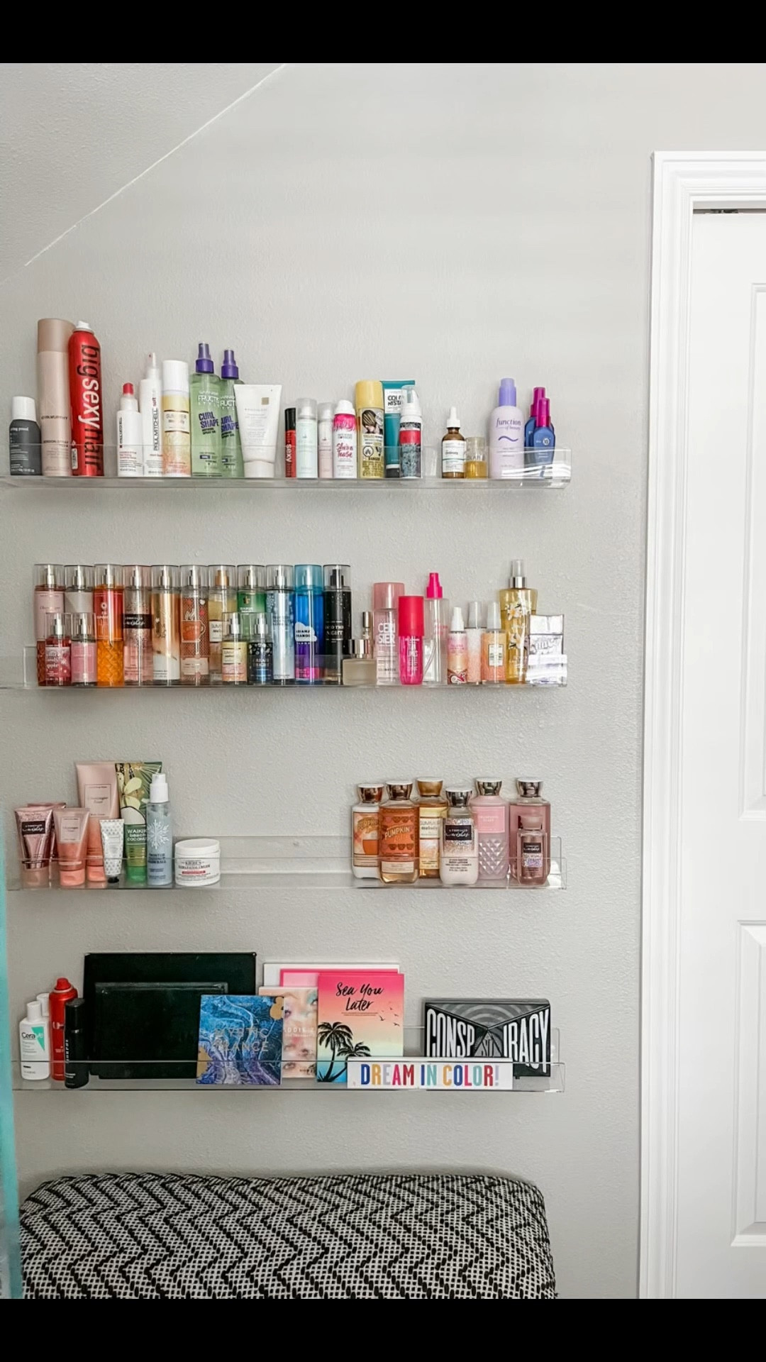 Floating shelves are a great solution. If you are limited on bathroom storage or counter space. These beautiful acrylic floating shelves are a great addition to any bathroom and can styled in a way that is aesthetically pleasing. In this teenagers bathroom, I was able to create lots of space for her beauty products that did not fit on the counter or under the sink. These are easy to install!

#LTKWatchNow #LTKHome #LTKSaleAlert