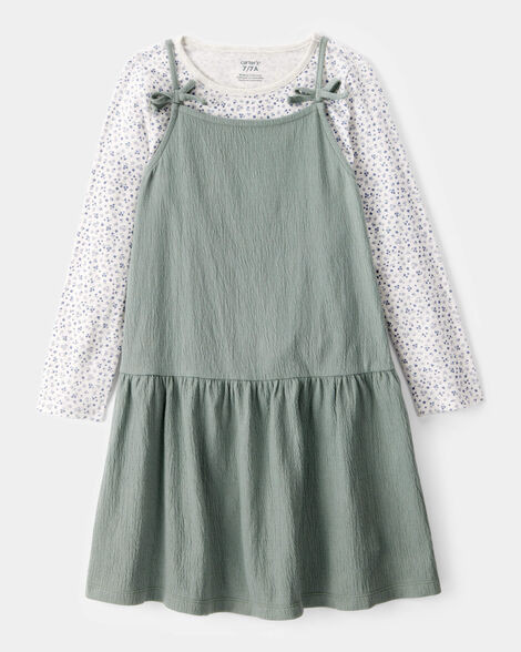 Kid 2-Piece Floral Print Tee & Tank Dress Set - Green/Grey | Carter's Inc
