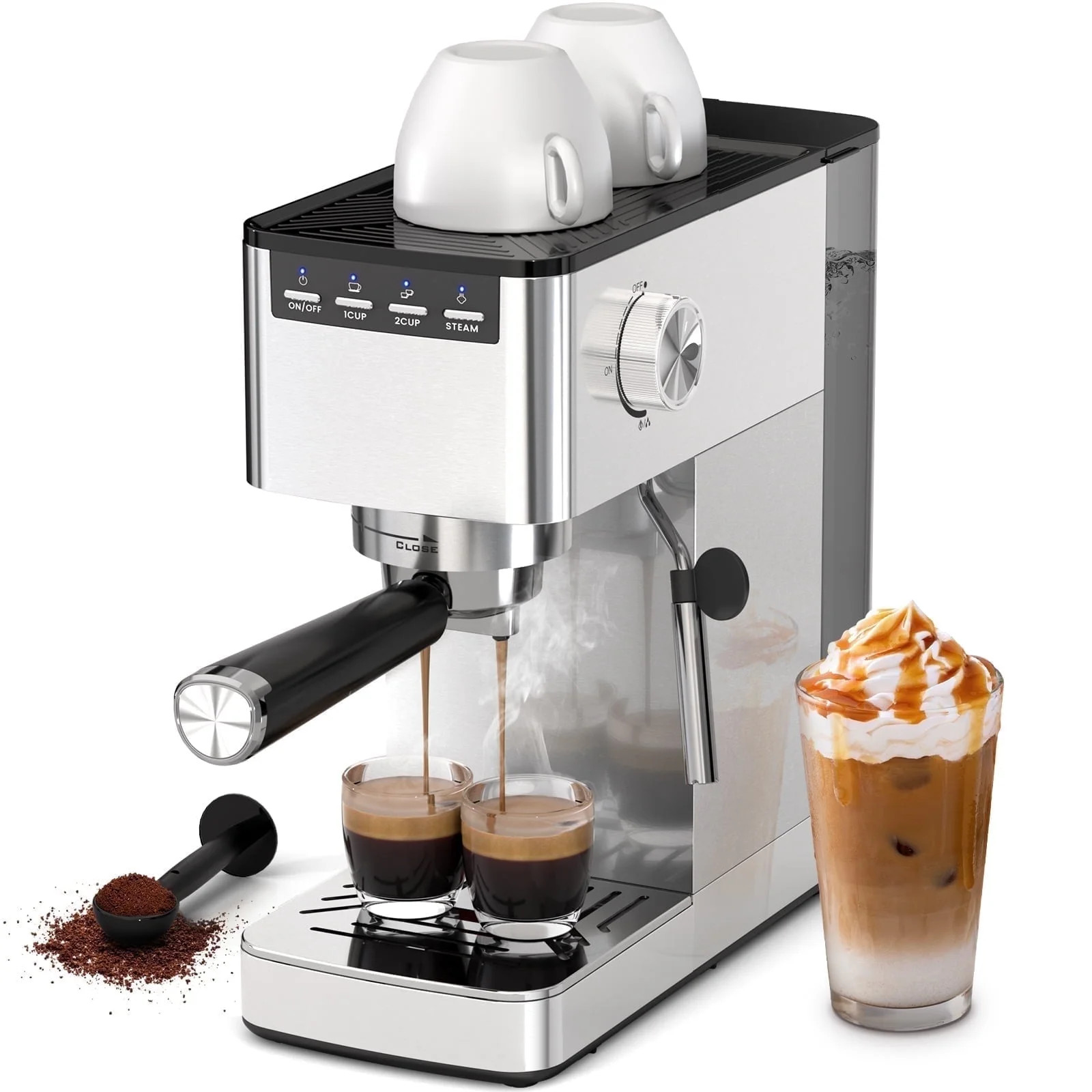 Auseo 20 Bar Coffee Maker Espresso Machine with Milk Frother, Steam Wand, PID Control & 1.2L Remo... | Walmart (US)