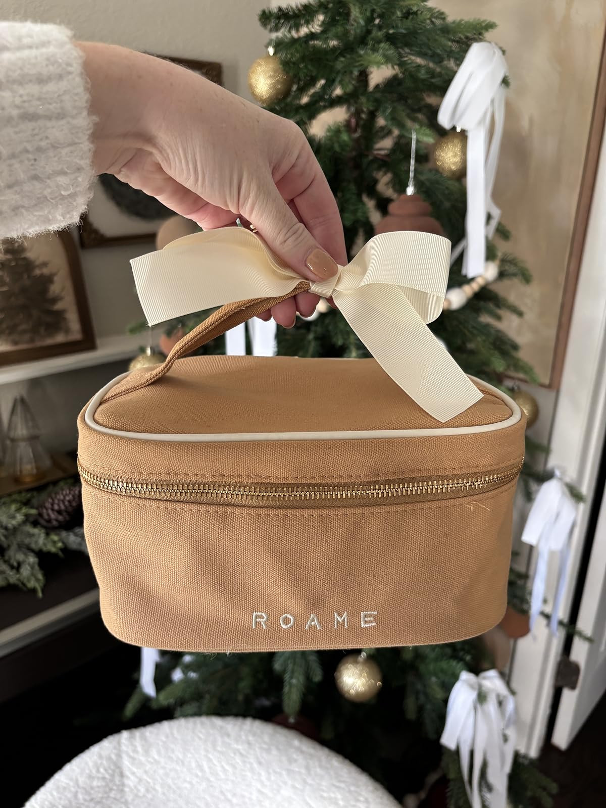 Roame Everyday Vanity Bag – Elegant Canvas Cosmetic Travel Bag with Zipper, Spacious Toiletry O... | Amazon (US)