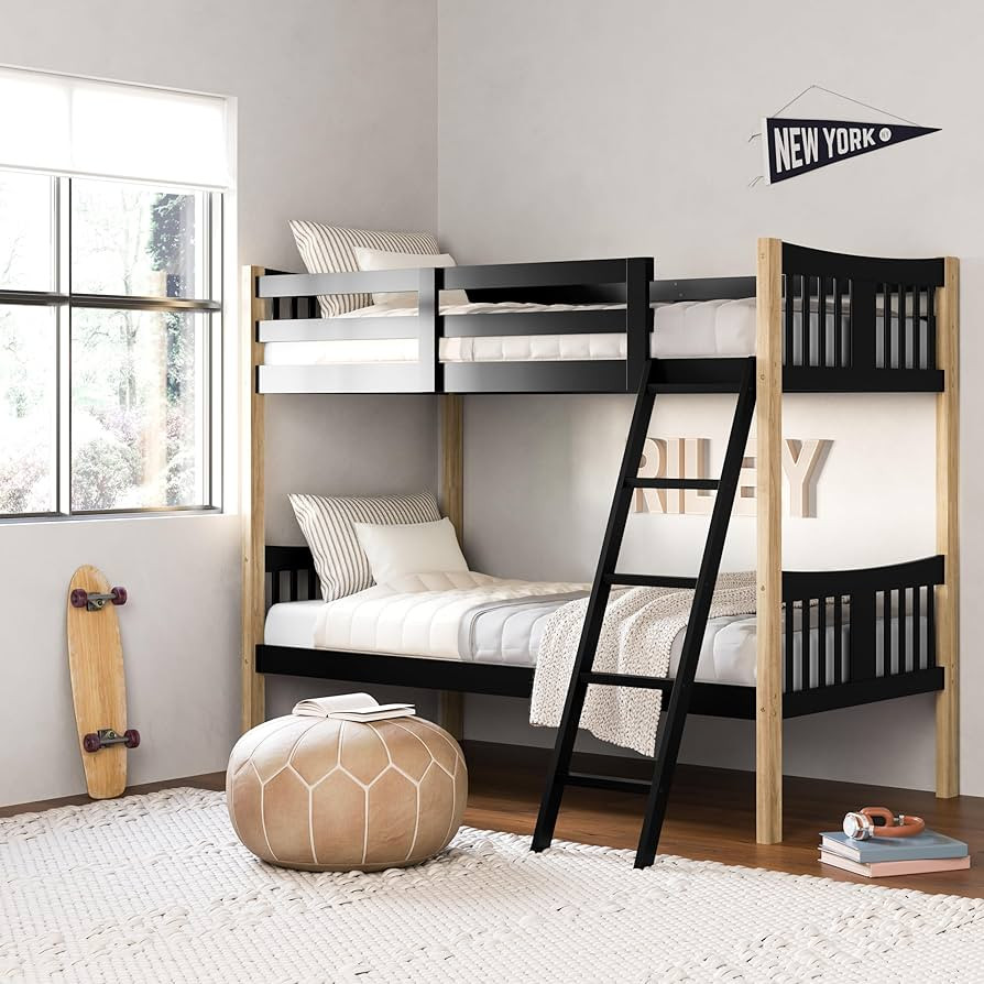 Storkcraft Caribou Twin-Over-Twin Bunk Bed (Black with Natual) – GREENGUARD Gold Certified, Con... | Amazon (US)