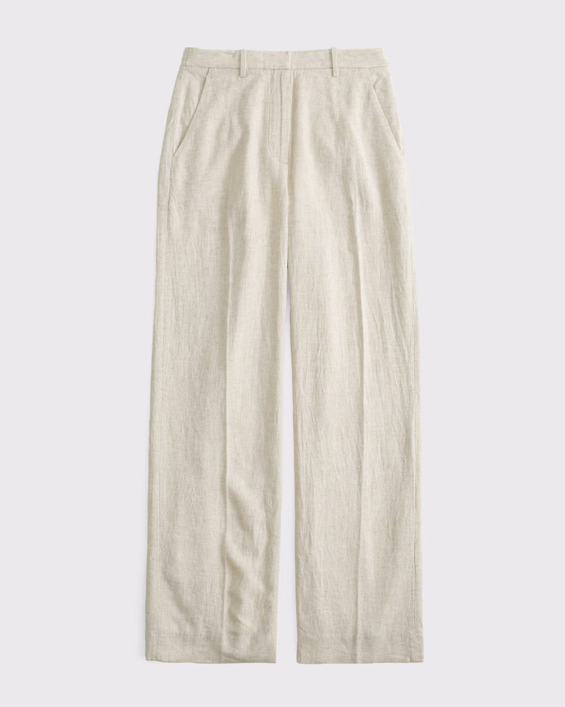 Curve Love Tailored Linen-Blend Wide Leg Pant | Abercrombie & Fitch (US)