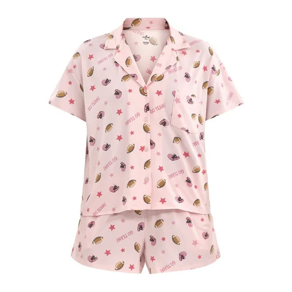 Halloween Women’s Printed Notched Top and Shorts Pajama Set from Way to Celebrate, 2-Piece, Siz... | Walmart (US)