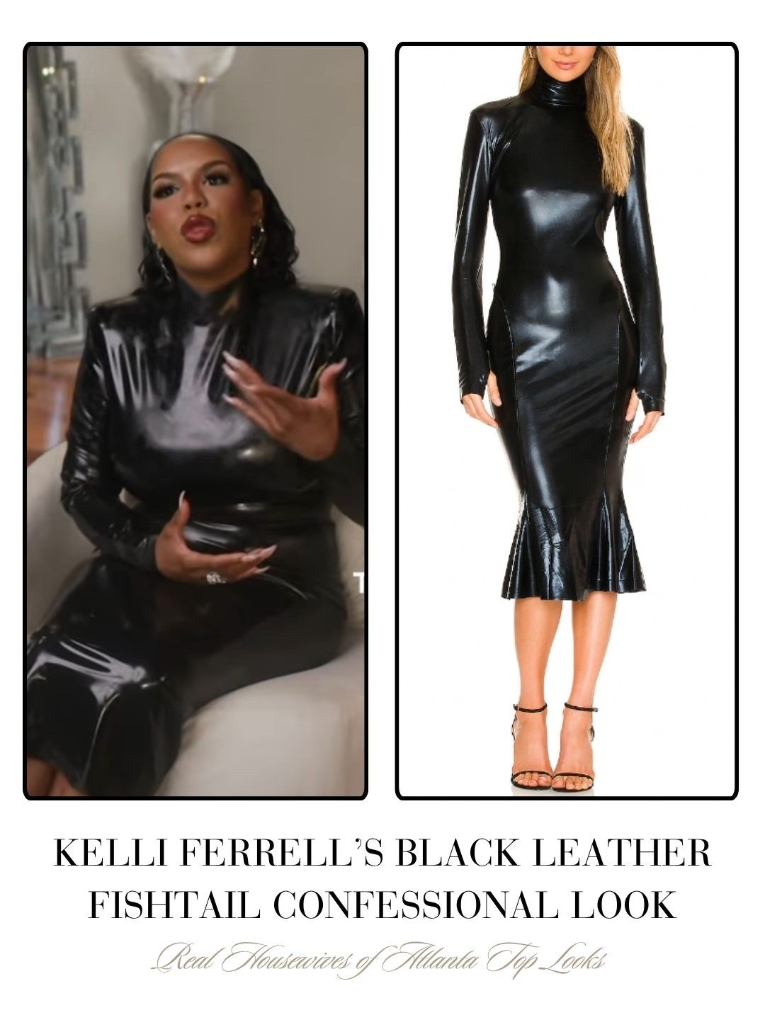 Kelli Ferrell’s Black Leather Fishtail Confessional Look