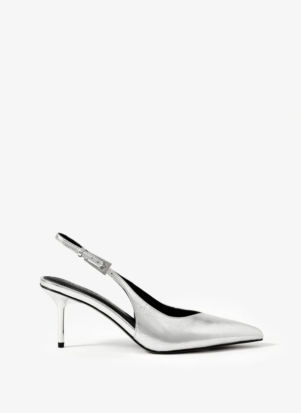Lya Silver Leather Sling Back Heels | Mint Velvet